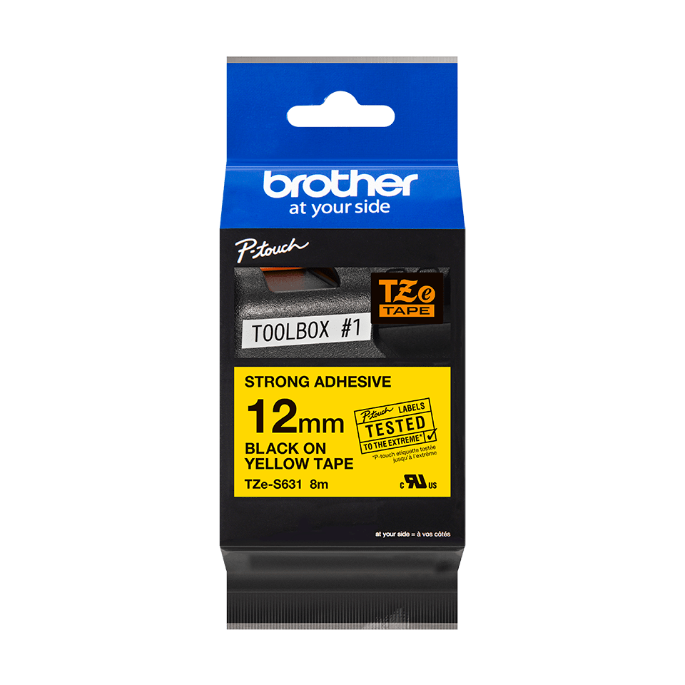 Genuine Brother TZe-S631 Labelling Tape Cassette – Black on Yellow, 12mm wide 3